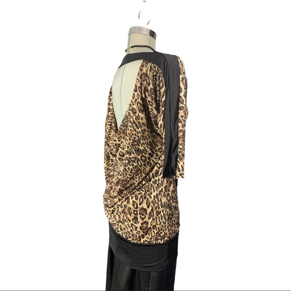 Seductions Leopard Print Brown and black Open Back Blouse Size M - Picture 11 of 13